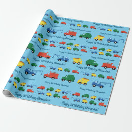 Lastbilar Cars Cute 1:a födelsedag Party Tema Presentpapper