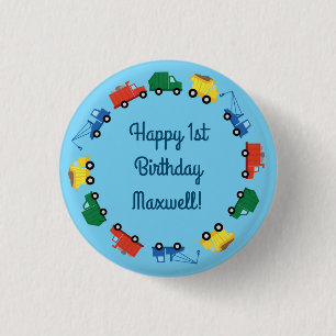 Lastbilar Cars Cute 1st Birthday Party Knapp