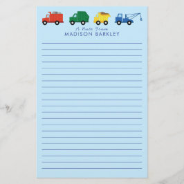 Lastbilar Construction Fordon Boy's Cute Barn Brevpapper