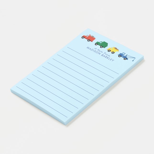 Lastbilar Construction Fordon Boy's Cute Barn Post-it Block (Vinklad)