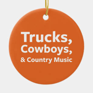 Lastbilar, Cowboys och countrymusik Julgransprydnad Keramik