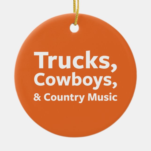 Lastbilar, Cowboys och countrymusik Julgransprydnad Keramik (Framsidan)