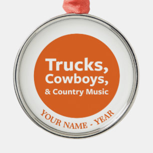Lastbilar, Cowboys och countrymusik Julgransprydnad Metall