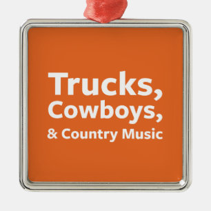 Lastbilar, Cowboys och countrymusik Julgransprydnad Metall