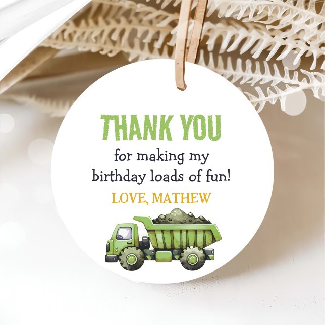 Lastbilar & Diggers Construction 1:a födelsedagen Gåvor Etiketter (Skapare uppladdad)