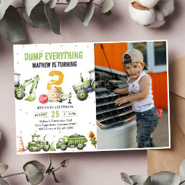 Lastbilar & Diggers Construction 2:a födelsedagsfo Inbjudningar