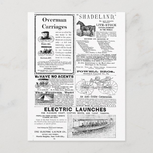 Lastbilar och fler annonser vykort (Framsida)