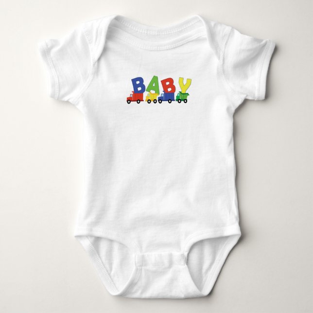 Lastbilar Pojke Bebis Badrumsfirande Konstruktion  T Shirt (Framsida)