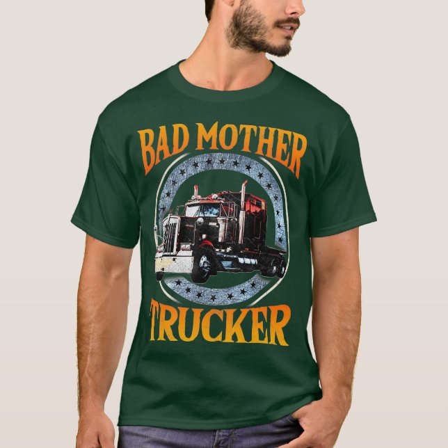 Lastbilschakttraktor Lastbil 18 Wheeler T Shirt (Framsida)
