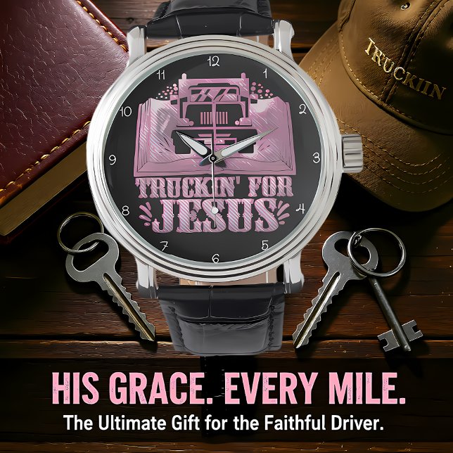 Lastbilschaufför för Jesus: Rosa tro Armbandsur (Skapare uppladdad)