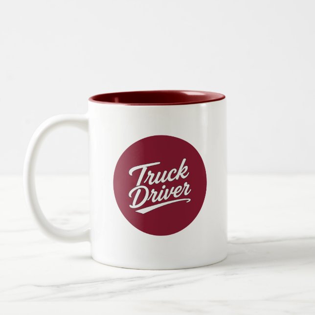 Lastbilschaufför Skript Typografi Kaffemugga Prese Två-Tonad Mugg (Vänster)