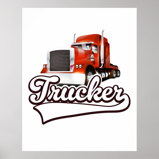 Lastbilschaufför vintage-logotyp poster (Framsidan)