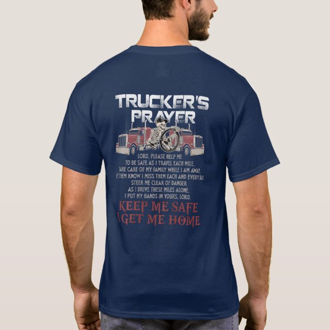 Lastbilsföraren Prayer Fars dag - Semi Lastbil T Shirt (Baksida)