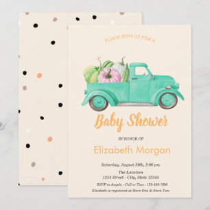 Lastbilspumpa, prickig baby shower inbjudningar