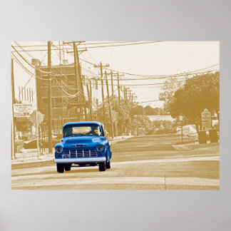 Lastbilstrafik genom centrala Georgetown, Texas (A Poster