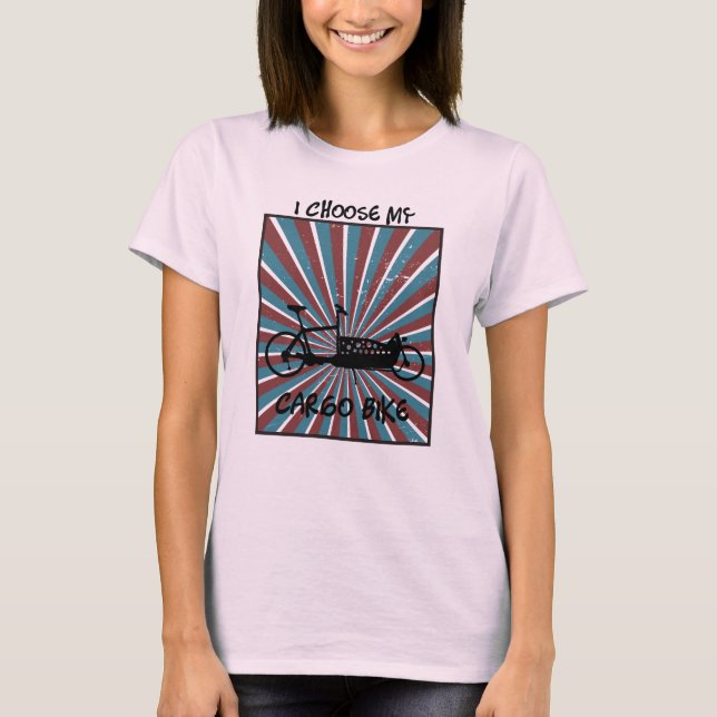 Lastenrad im Auge mit Strahlen und Spruch T Shirt (Framsida)