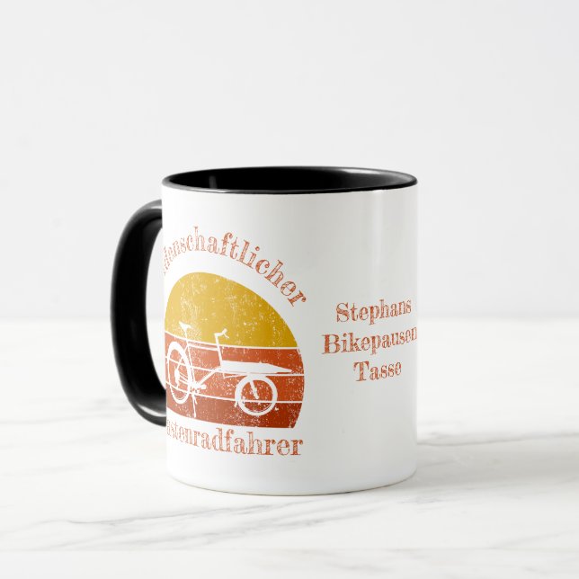 Lastenrad im Sonnenuntergang, Dein Namn Mugg (Framsida vänster)