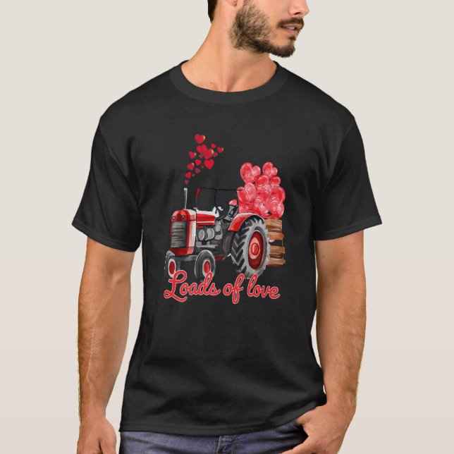 Laster på dragbil Kärlek Cute Valentines day Lastb T Shirt (Framsida)