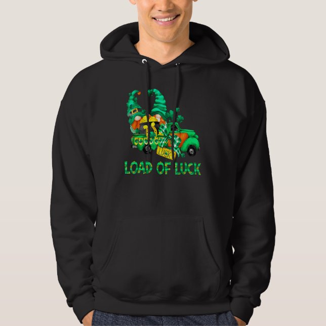 Laster vid Tur Gnomes Lastbil Funny Leprechaun St  Hoodie (Framsida)
