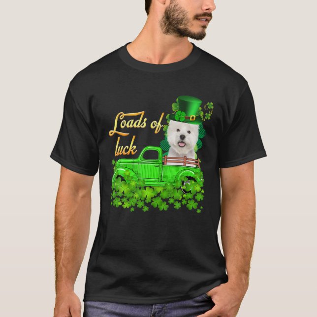 Laster vid Westie St patrick's day i Tur Lastbil T Shirt (Framsida)