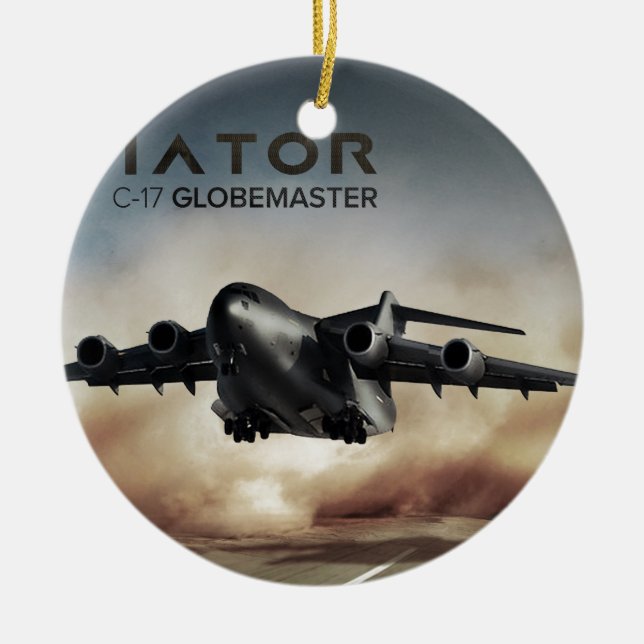 Lastflygplan för C-17 Globemaster Julgransprydnad Keramik (Framsidan)