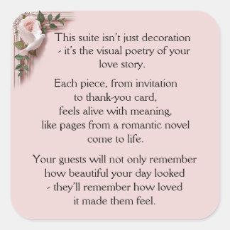 Lasting Impression - Pink Roses & Doves Fyrkantigt Klistermärke