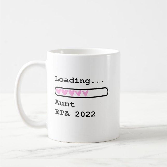 Lastning av Moster ETA 2022 Baby-meddelande Kaffemugg (Vänster)