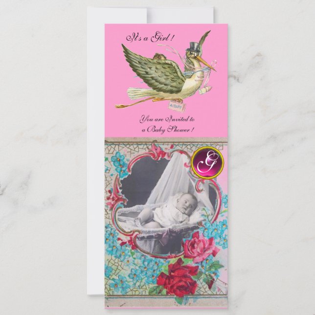 LASTORK BABY SHOWER MONOGRAM FOTOMALL INBJUDNINGAR (Framsida)