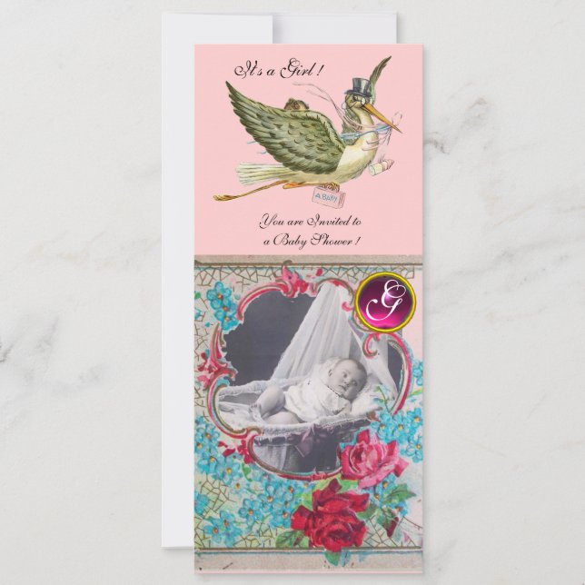 LASTORK BABY SHOWER MONOGRAM FOTOMALL INBJUDNINGAR (Framsida)
