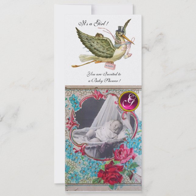 LASTORK BABY SHOWER MONOGRAM FOTOMALL,is Inbjudningar (Framsida)
