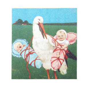 LASTORK TWIN BABY SHOWER, Rosa, Teal Blue Anteckningsblock