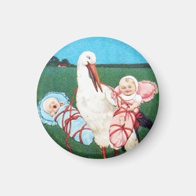 LASTORK TWIN BABY SHOWER, Rosa, Teal Blue Magnet (Framsidan)