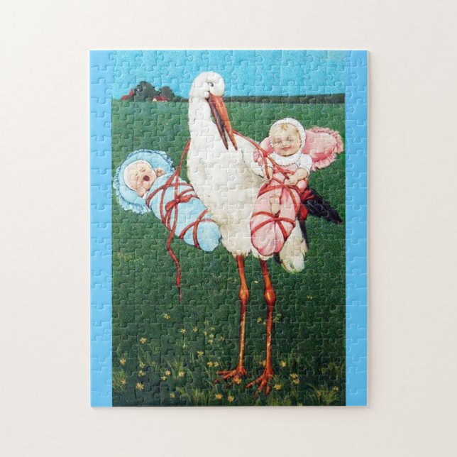 LASTORK TWIN BABY SHOWER, Rosa, Teal Blue Pussel (Vertikal)