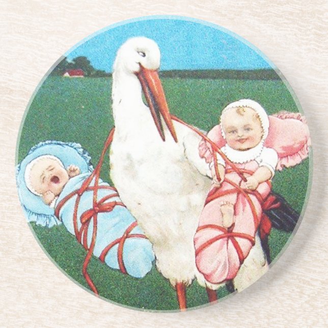 LASTORK TWIN BABY SHOWER, Rosa, Teal Blue Underlägg (Framsidan)