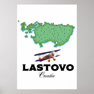 Lastovo Kroatiens reseaffisch i karta. Poster