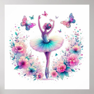 Lastpall, butterflies och Flowers Poster