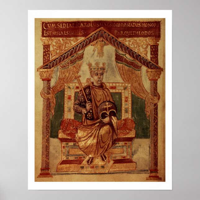 Lat 1152 f.3v Charlemagne (Carolus Magnus, Charles Poster (Framsidan)
