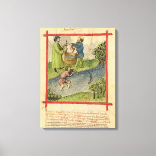 Lat 9333 f.82 Fiske efter ål, från Tacuinum Canvastryck