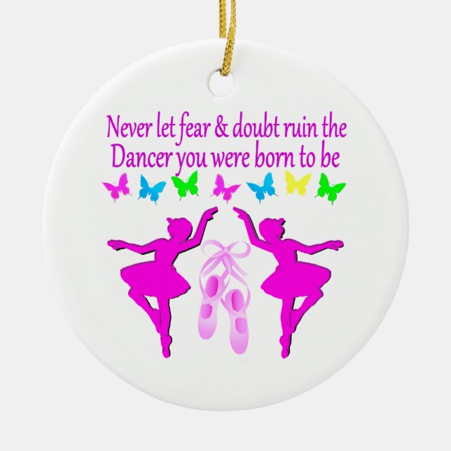 LÅT ALDRIG FRUKTA AVBRYTA DENNA DAZZZLING DANCER D JULGRANSPRYDNAD KERAMIK (Framsidan)