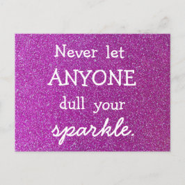 Låt aldrig någon skada din Gnistra Lila Glitter Vykort