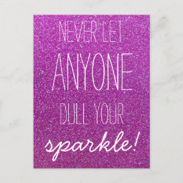 Låt aldrig någon skada din Gnistra Lila Glitter Vykort