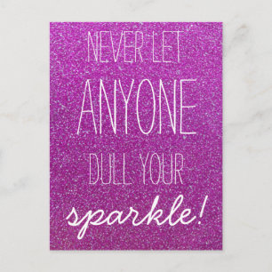 Låt aldrig någon skada din Gnistra Lila Glitter Vykort
