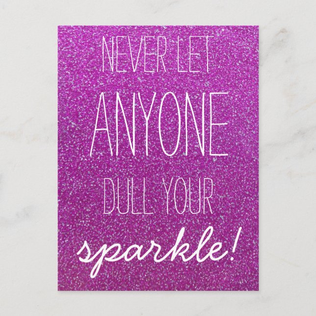 Låt aldrig någon skada din Gnistra Lila Glitter Vykort (Framsida)