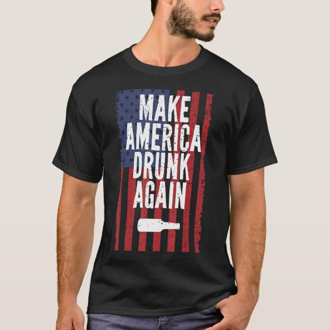 Låt Amerika torka på nytt bli dränkt 4 juli T Shirt (Framsida)