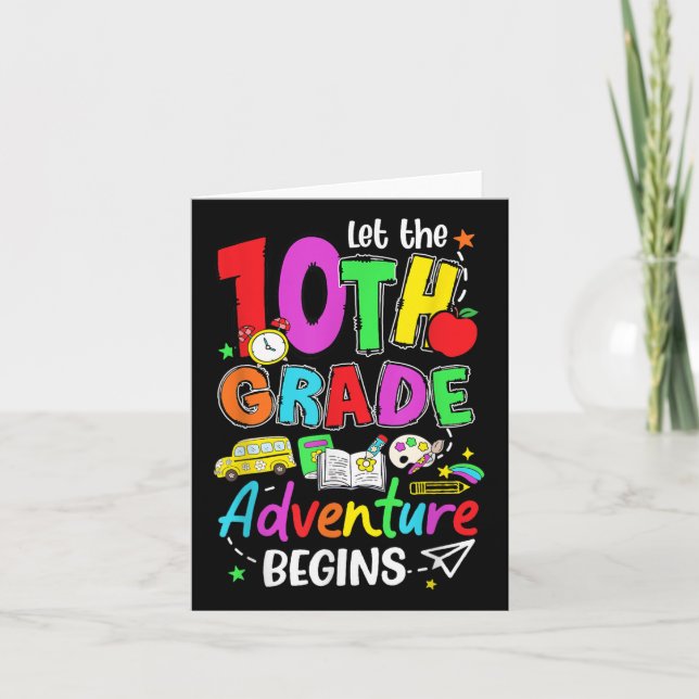 Låt Äventyr börja 10:e Klass Back to school Kort (Framsida)