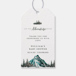 Låt Äventyr börja babyduschen i Gräs i berget Presentetikett