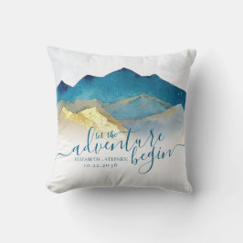 Låt Äventyr börja Blåberget Guld Bröllop Kudde