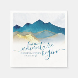Låt Äventyr börja Blåberget Guld Bröllop Pappersservett