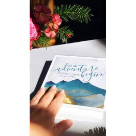 Låt Äventyr börja Blåberget Guld Bröllop Pappersservett