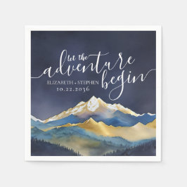 Låt Äventyr börja Blåberget Guld Bröllop Pappersservett